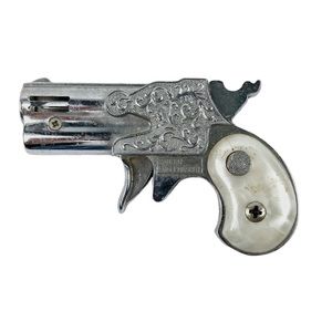 Vintage Angel Mascot Pistol Refillable Butane Cigarette Lighter Gun Faux Pearl